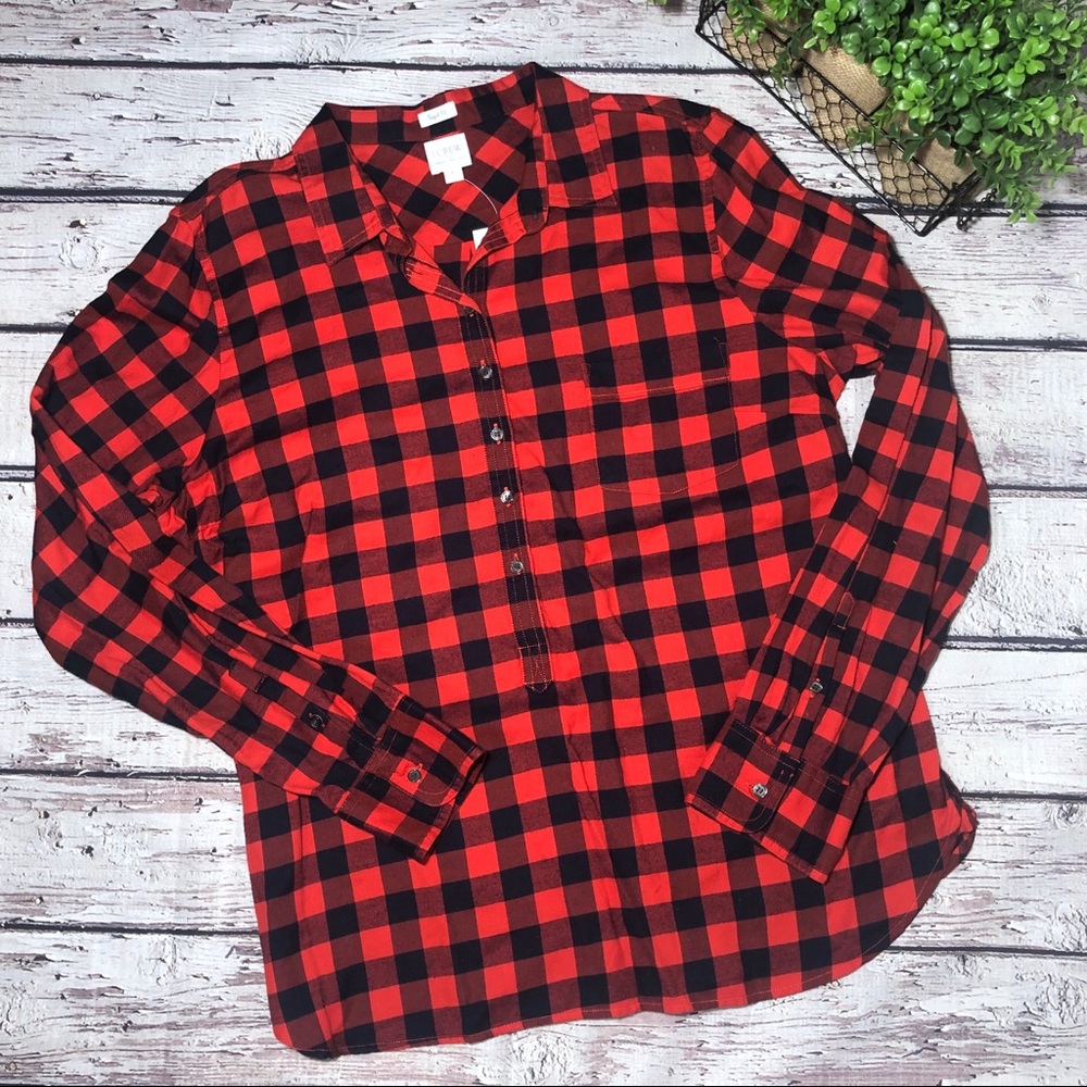 J. Crew | Popover Plaid Flannel Button Down